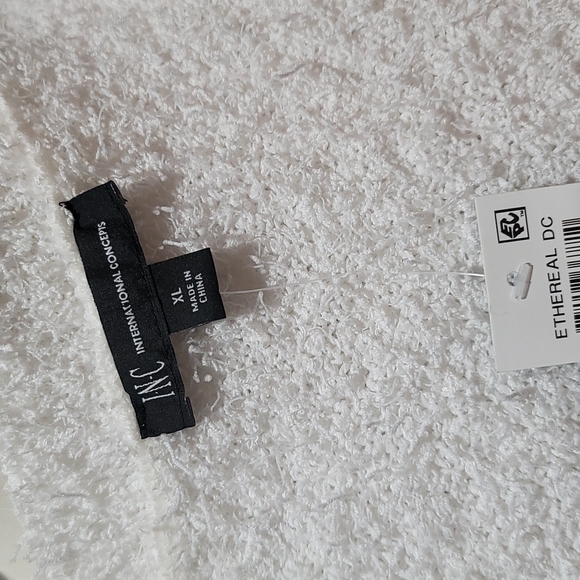 INC SMALL WINTER WHITE COMFY COZY PUFFY SHORT SLEEVE MODEST CREWNECK SWEATER TOP - Picture 9 of 14